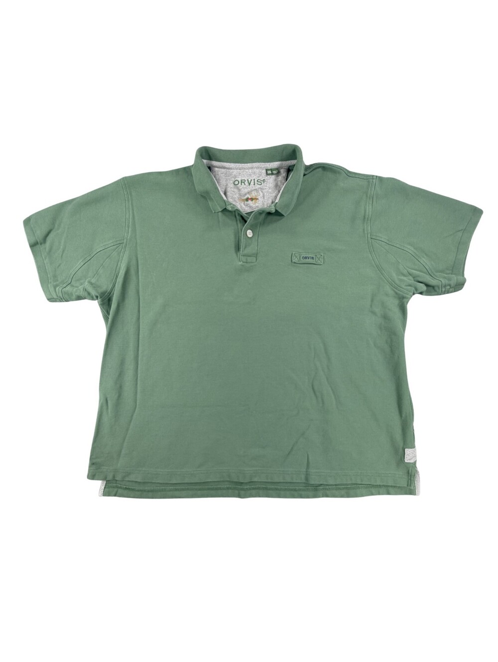 Men's Orvis Outdoor Casual Green Cotton Polo Shirt Size XXL